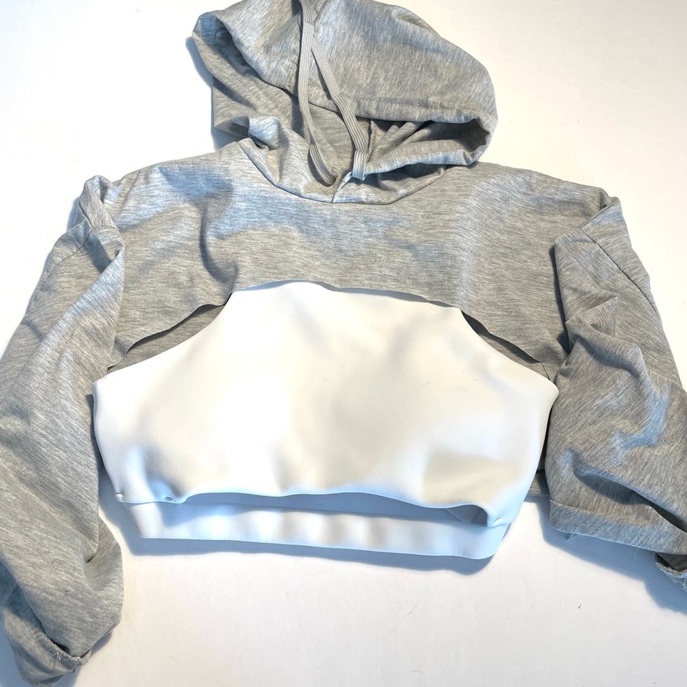 Hooded sweatshirt, cut out and cropped. Gray XXL